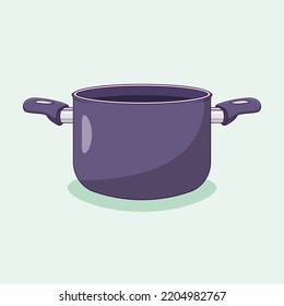 Cooking Pot Vector Icon Illustration. Stewing Pan Vector. Flat Cartoon Style Suitable for Web Landing Page, Banner, Flyer, Sticker, Wallpaper, Background
