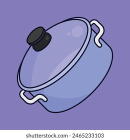 Icono de Vector de olla. Ilustración vectorial de olla. Ilustración vectorial de la olla con la tapa