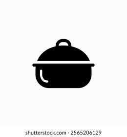 Cooking pot vector icon with lid for cooking and serving food fully editable vector template