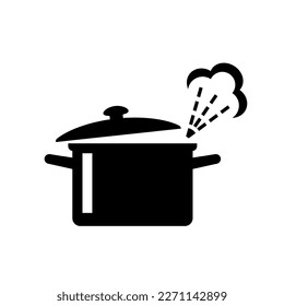 Cooking pot vector icon on white background