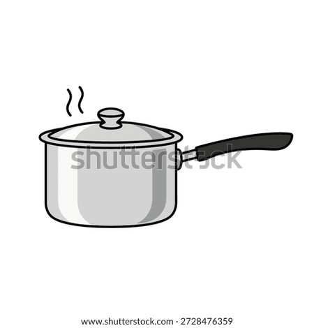 Cooking Pot Vector Illustration on White, Kitchen Utensil Concept