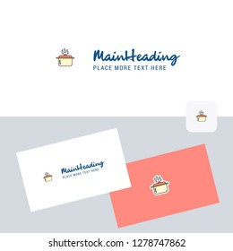 Cooking pot vector logotype with business card template. Elegant corporate identity. - Vector