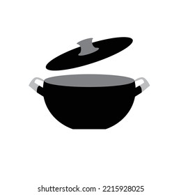 Cooking pot vector outline flat icon.
