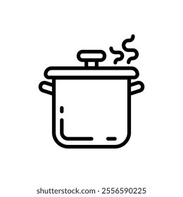 Cooking pot vector with simple linear design suitable for icon