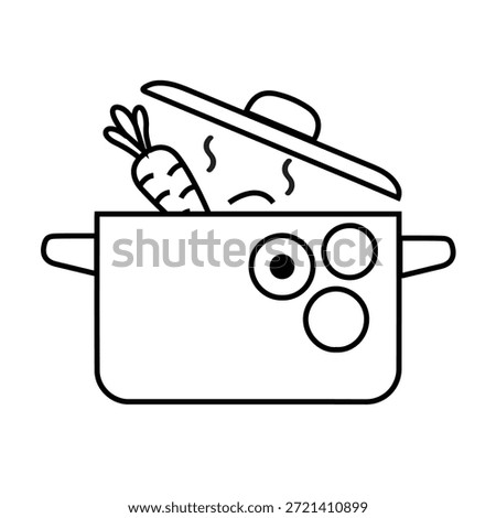 Cooking Pot with Vegetables Line Icon, Healthy Soup Preparation Outline Symbol