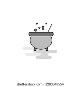 Cooking pot Web Icon. Flat Line Filled Gray Icon Vector