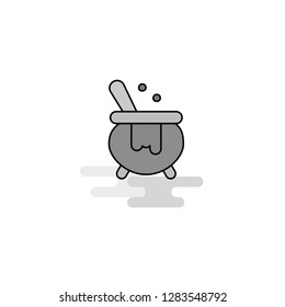Cooking pot Web Icon. Flat Line Filled Gray Icon Vector
