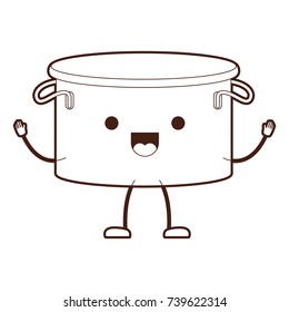 cooking pot without lid cartoon brown silhouette vector illustration