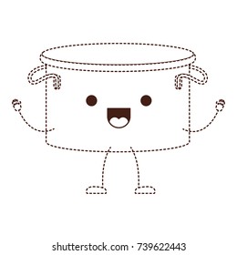 cooking pot without lid cartoon dotted silhouette brown vector illustration