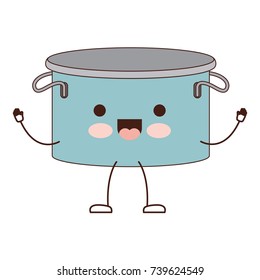 cooking pot without lid colorful cartoon silhouette vector illustration