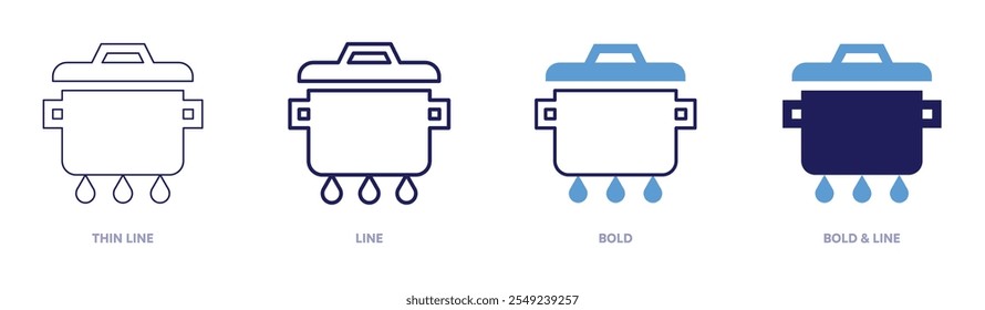 Cooking pots icon in 4 different styles. Thin Line, Line, Bold, and Bold Line. Duotone style. Editable stroke.