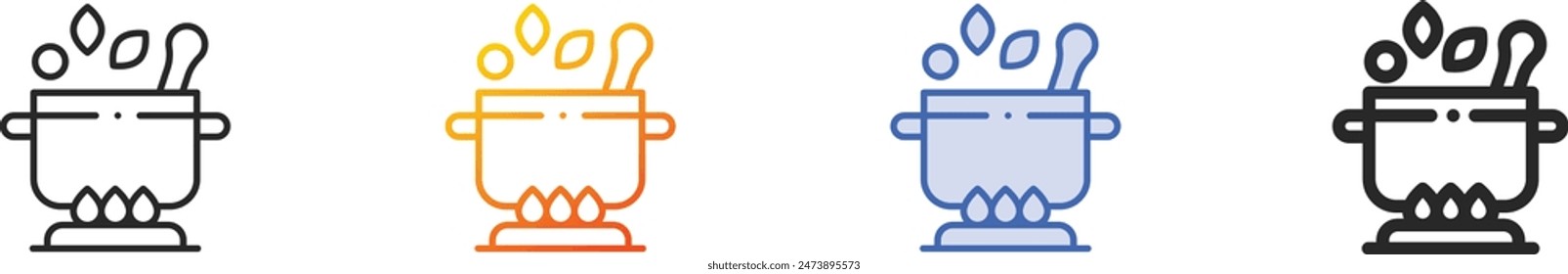 cooking pots icon.Thin Linear, Gradient, Blue Stroke and bold Style Design Isolated On White Background