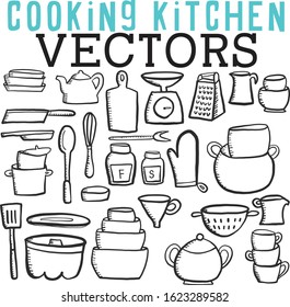 Cooking Pots and Pans in the Kitchen Vector