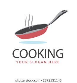 cooking process on pan isolated on white background
