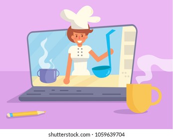 Cooking Program Online Vector Cartoon Isolated Stock Vector (Royalty ...