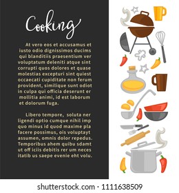 Bandera promocional de cocina con utensilios de cocina y texto de muestra