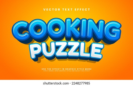 Cooking puzzle 3D text effect, editable text style and suitable for game assets