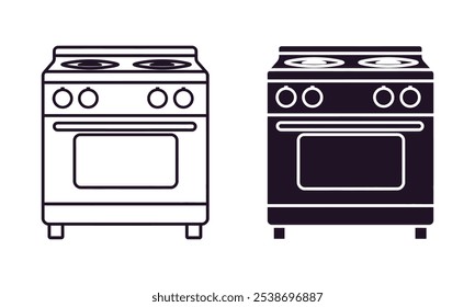 Cooking Range icon design vector, illustration, outline, silhouette isolated on white background.