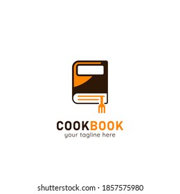 Cooking recipe book logo simple style icon book with fork book mark illustration logo