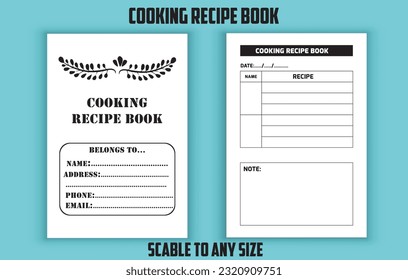 Cooking recipe planner. recipe logbook. Low content kdp interior design template