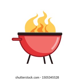 cooking red cup yellow fire icon in flat style isolated. Vector Symbol illustration.