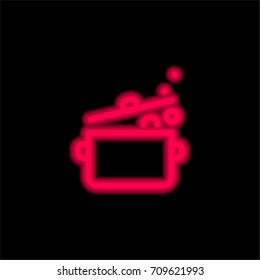 Cooking red glowing neon ui ux icon. Glowing sign logo vector