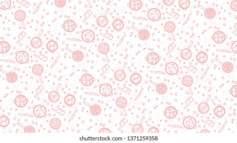 Cooking red seamless vector pattern with pans and frying pans