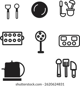 Cooking Related Line Icons. Vector Symbol Illustration.Cooking Utensils Line Icon