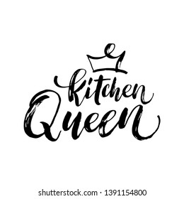 Cooking related quotes collection. Kitchen queen. Hand drawn kitchen calligraphy. Typography design elements set. Vector illustration.