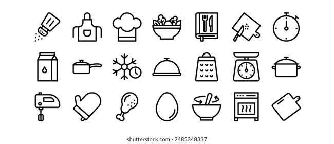 Cooking related vector icons set.