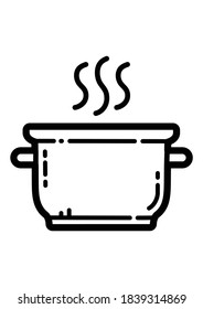 Cooking Saucepan Flat Icon Isolated On White Background