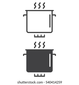 Cooking, saucepan line icon, outline and filled vector sign, linear and full pictogram isolated on white. Symbol, logo illustration