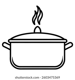 Cooking Saucepan Steam Icon Vector Art Illustration