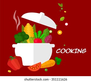 cooking. saucepan with vegetables