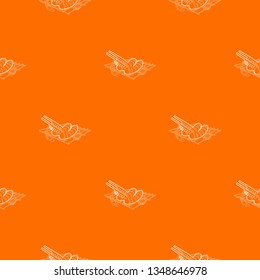 Cooking sausage on bbq pattern vector orange for any web design best