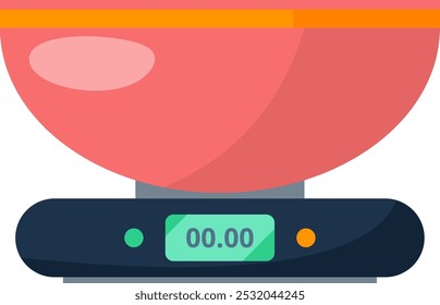 Cooking scales with plastic bowl. Cartoon kitchen device