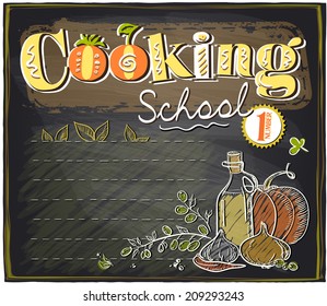 Cooking school chalkboard design with place for text. Eps10