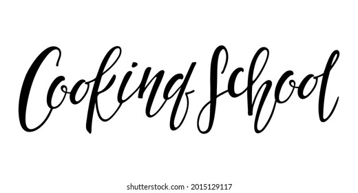 Cooking School handwritten lettering. Hand drawn lettering for Cooking school, online master class, cooking courses, Online Master class, Label, badge, food studio poster, original logo design