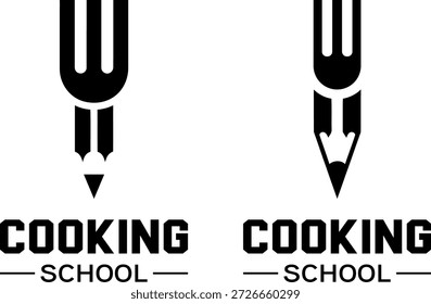 Kochschule Logo Design mit Gabel und Bleistift