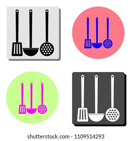 Cooking Scoop Kitchen. simple flat vector icon illustration on four different color backgrounds