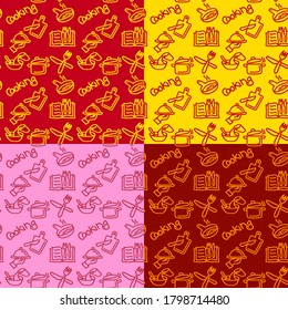 cooking seamless patterns icons background, included four vector patterns in the swatches