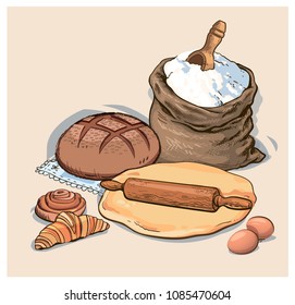 cooking set bread and everything for baking