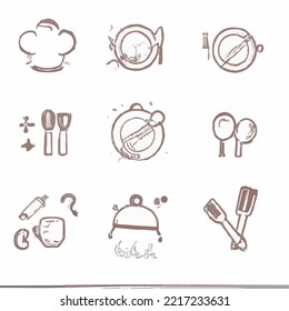cooking set cartoon drawing illustration