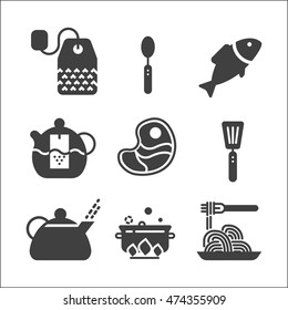 cooking set on white background