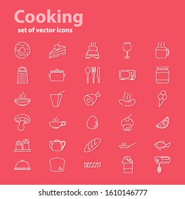 Cooking. Set of vector icons. Line art.