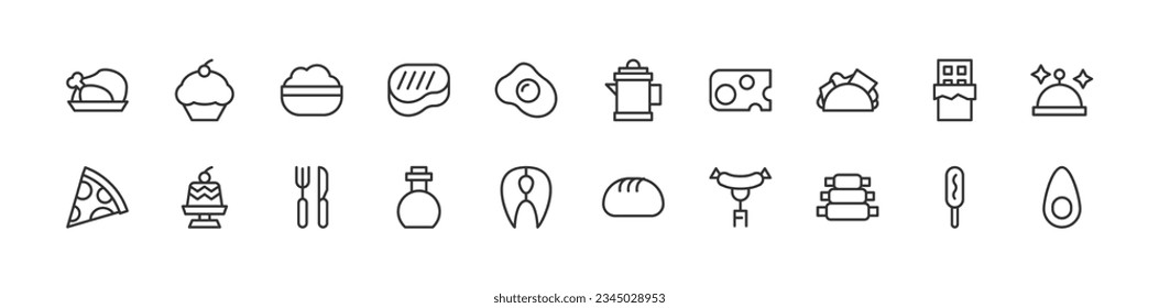 cooking set vector line icons. Thin line design elements. Collection of editable stroke icons