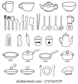 Cooking Show Icons Set. Outline Set Of Cooking Show Vector Icons For Web Design Isolated On White Background