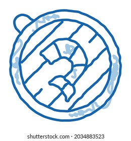 cooking shrimp on bbq sketch icon vector. Hand drawn blue doodle line art cooking shrimp on bbq sign. isolated symbol illustration
