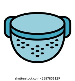 Cooking sieve icon outline vector. Kitchen strainer. Colander utensil color flat