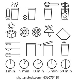 cooking sign instruction for manual on packing, outline icon